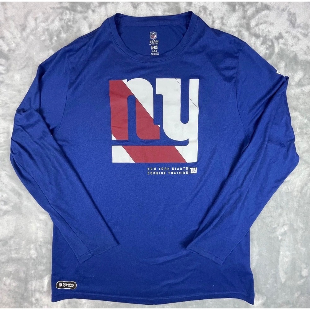 New Era New York Giants Shirt Mens L Blue NFL Combine Training Long Sleeve